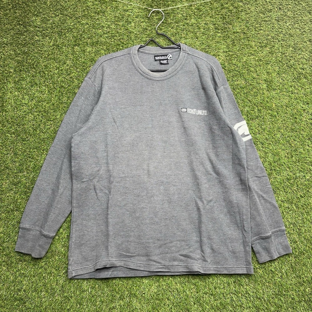 Vintage Ecko Unltd Shirt Mens 2XL Waffle Thermal Long Sleeve Graphic Y2K Goth